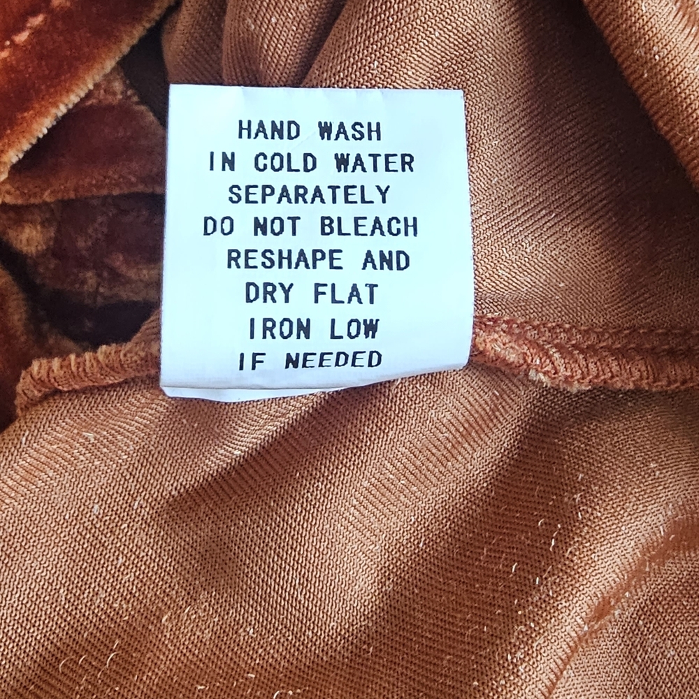Rust Velvet Ruched Long Sleeve Top - Picture 5 of 6